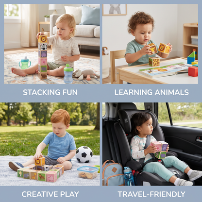 Toddler-Safe 4.2 cm Safari Animal Magnetic Building Cubes – STEM Learning Blocks