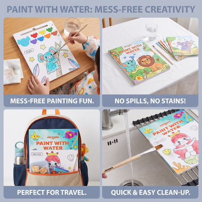 Watercolor Painting Book with Brush – Mess-Free Paint with Water Fun