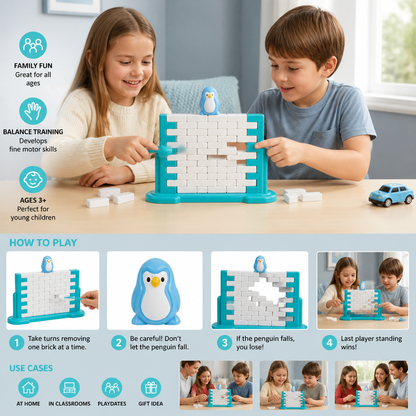 Penguin Brick Push Balance Family Game