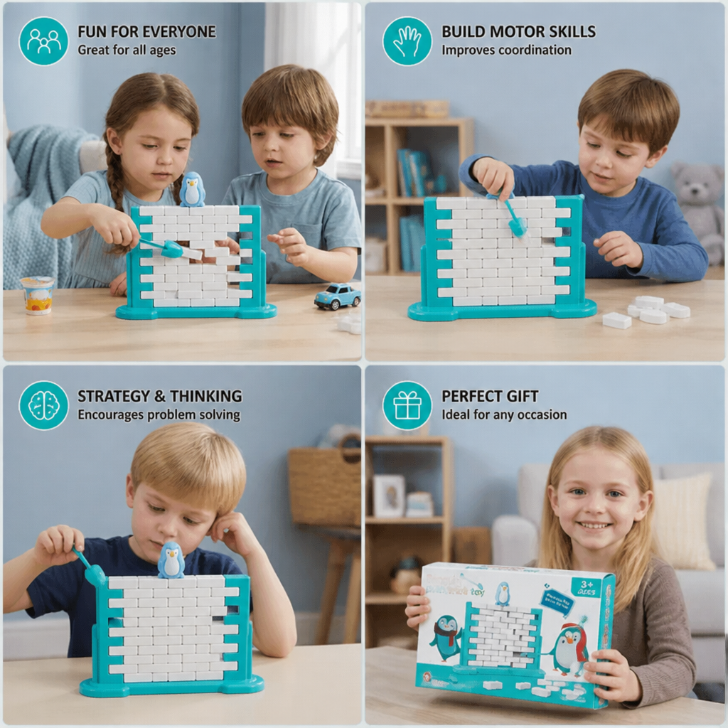 Penguin Brick Push Balance Family Game