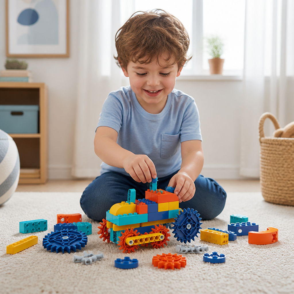 Science and education building blocks with motor