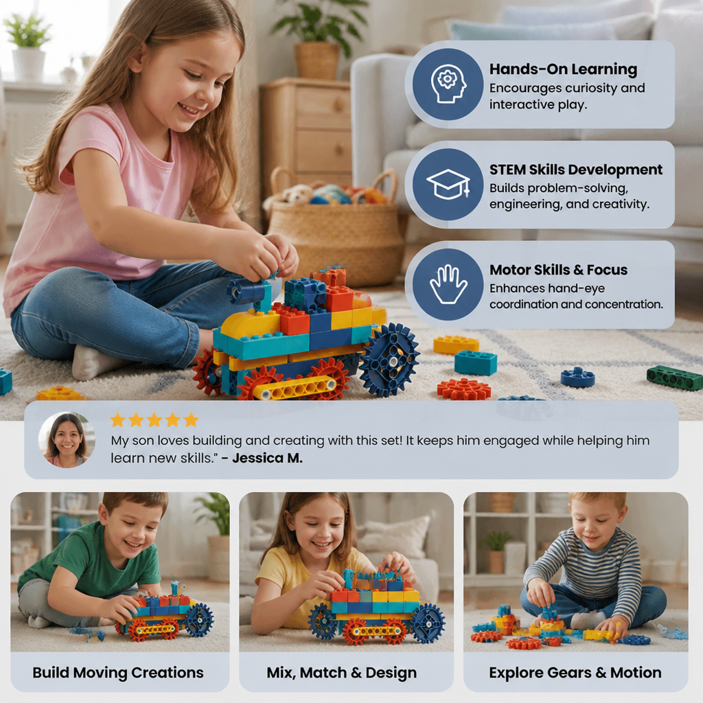 Science and education building blocks with motor