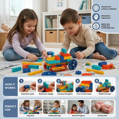 Science and education building blocks with motor