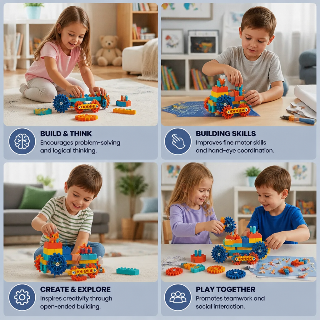Science and education building blocks with motor