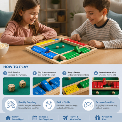 ShutTheBox Family Game 4 Player Set