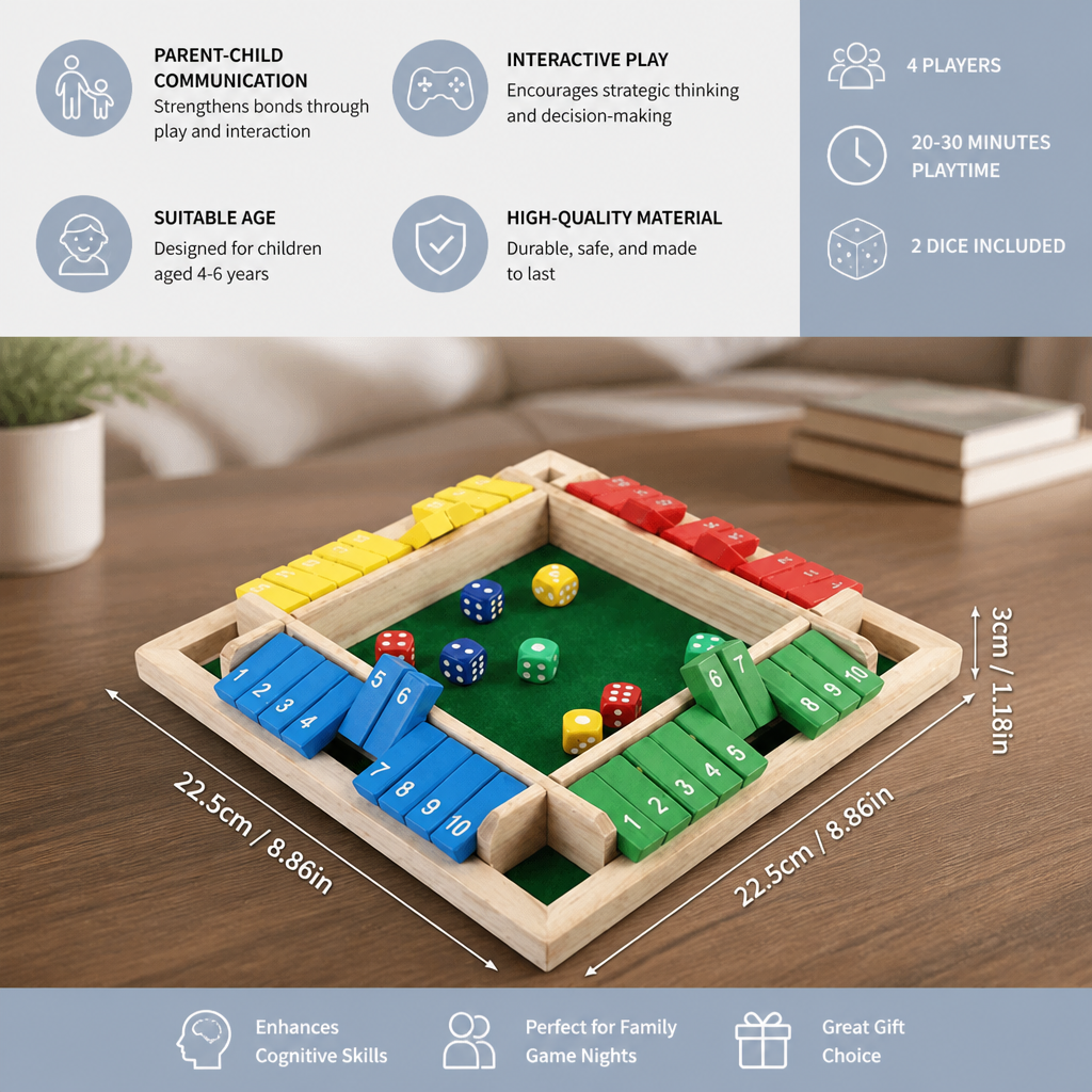 ShutTheBox Family Game 4 Player Set