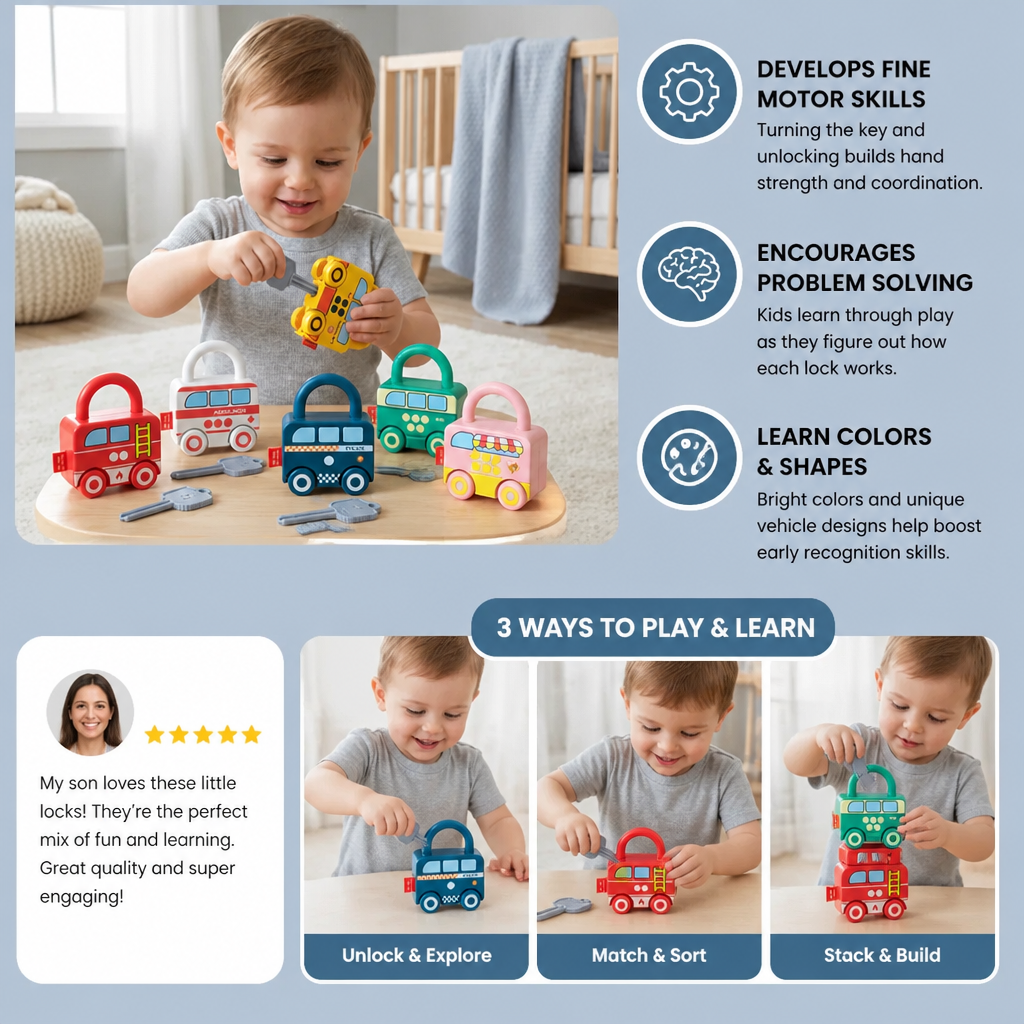 Montessori Key Lock - Patterns and Colours Toy