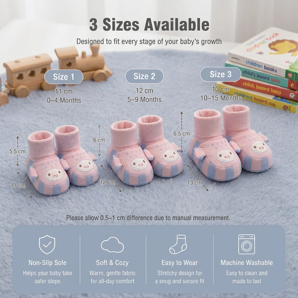 Cosy Baby Sock Shoes – Warm, Non-Slip & Comfortable