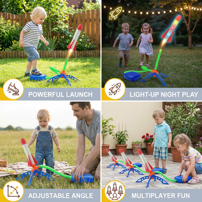 Kids Rocket Launcher with Foot Pump – Light Up Outdoor Air Pressure Toy