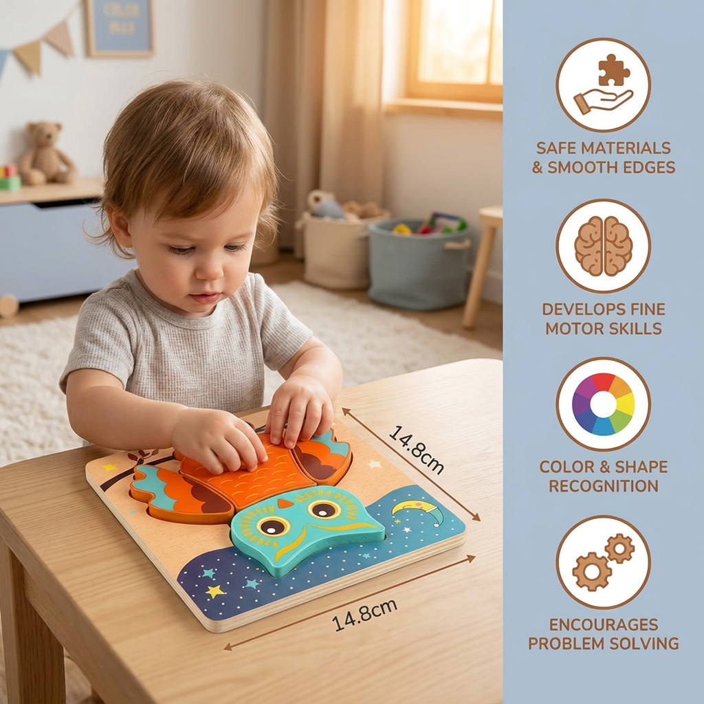 3D Wooden Puzzle for Kids – Educational Animal Learning Toy for Toddlers
