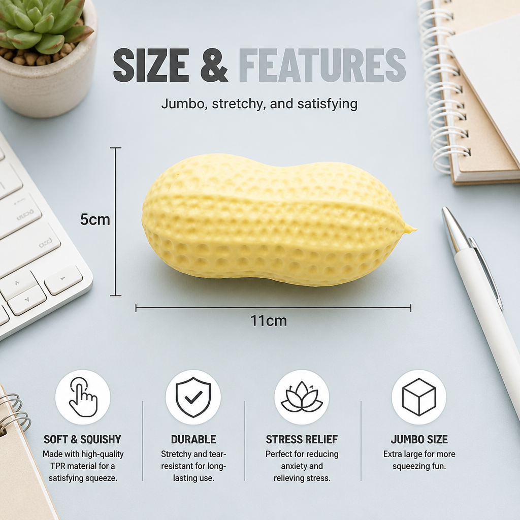 Jumbo Peanut Squishy Stress Toy