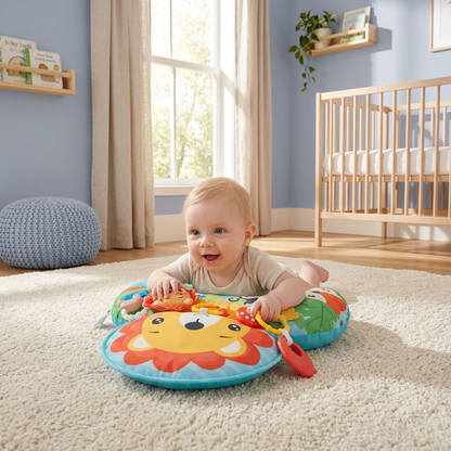 Baby Training Pillow for Tummy Time with Play Arch – Supports Sensory Development & Early Growth