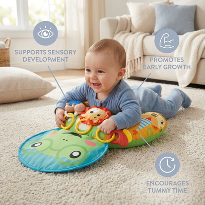 Baby Training Pillow for Tummy Time with Play Arch – Supports Sensory Development & Early Growth