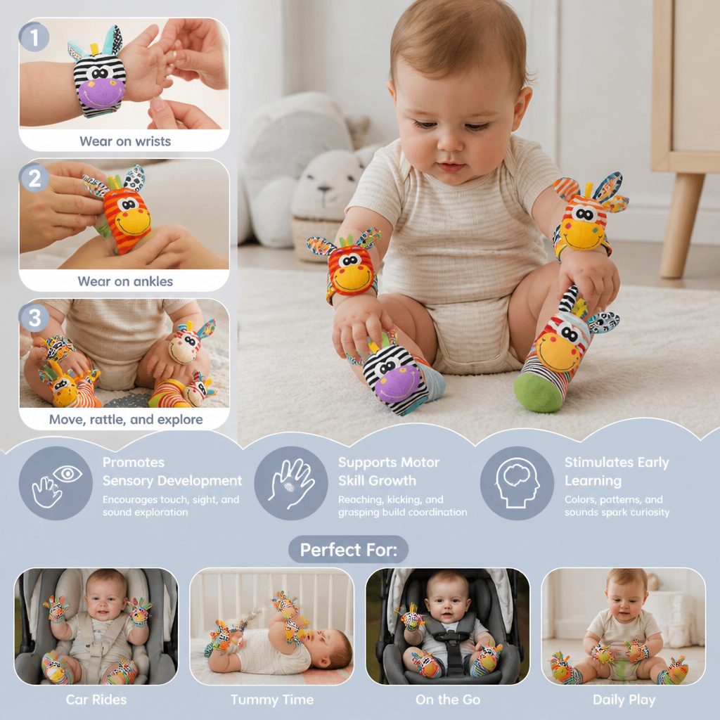 Sensory Baby Plush Socks and Wristband
