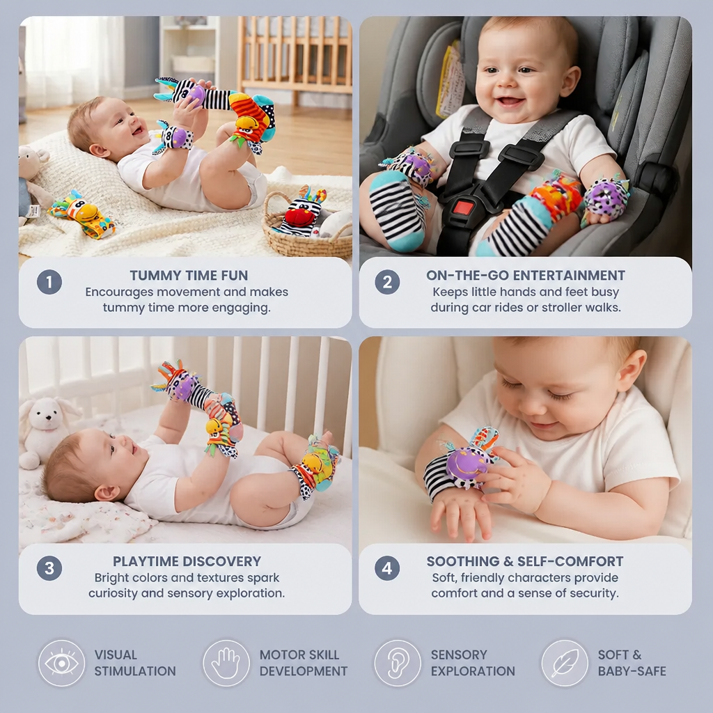 Sensory Baby Plush Socks and Wristband