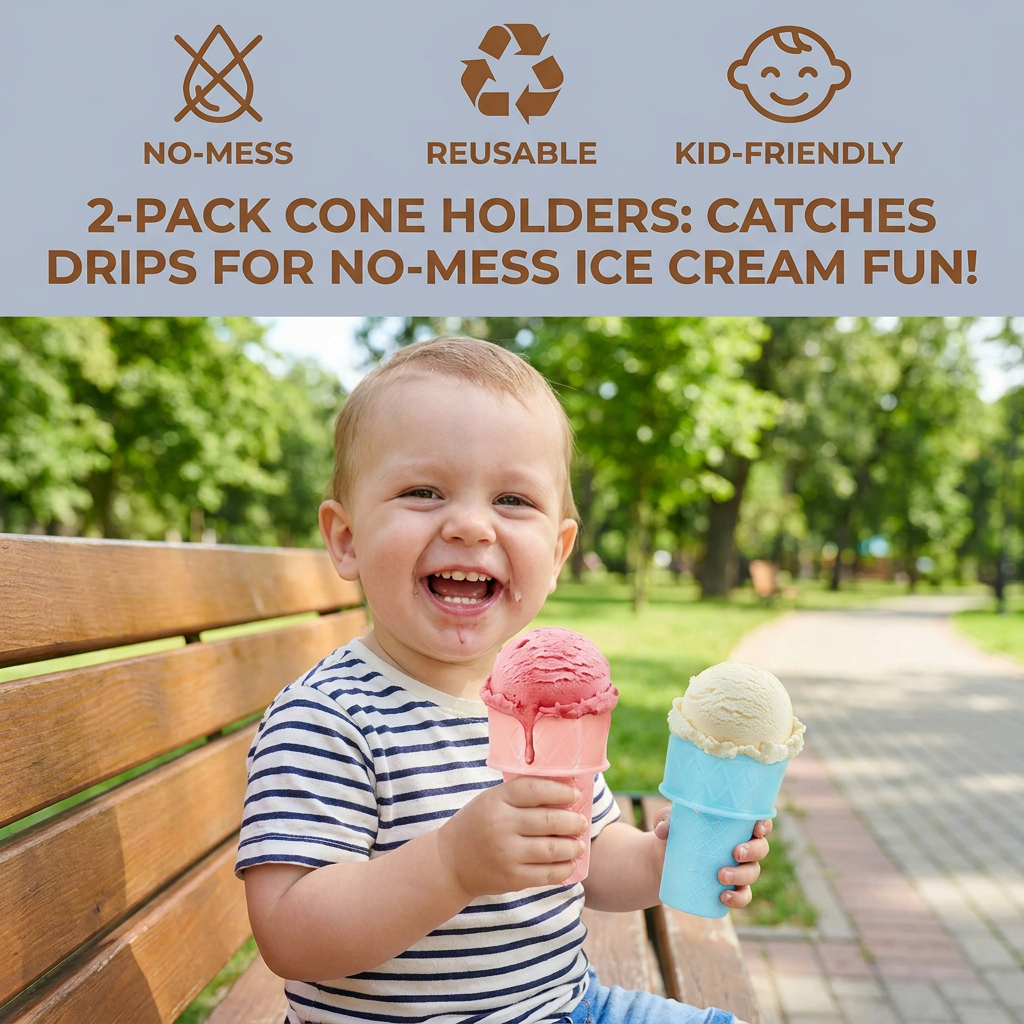 2-Pack Ice Cream Cone Holder for Kids – No-Mess Ice Cream Cup