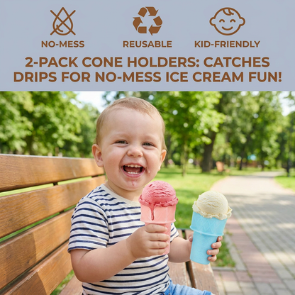 2-Pack Ice Cream Cone Holder for Kids – No-Mess Ice Cream Cup