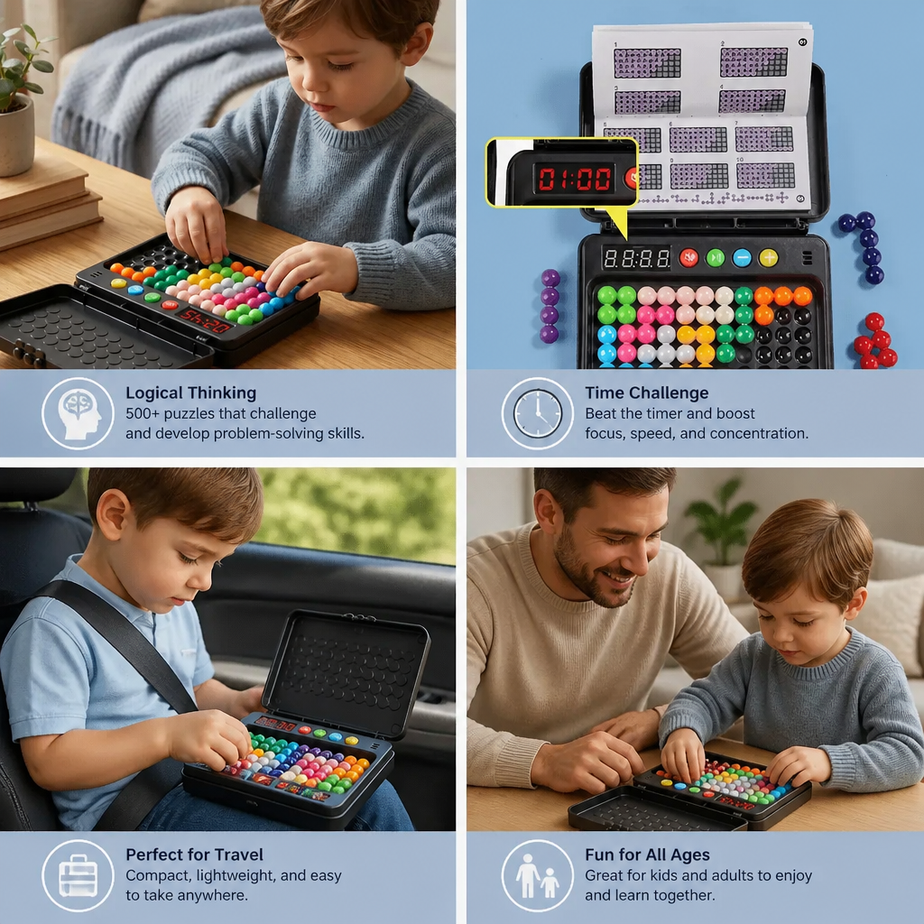 Smart Kids Brain Game – 500 Logic Puzzles with Timer
