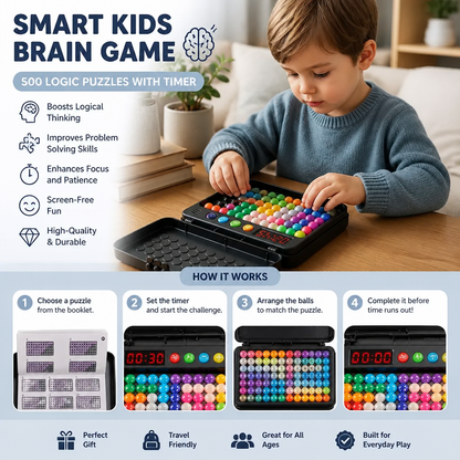 Smart Kids Brain Game – 500 Logic Puzzles with Timer