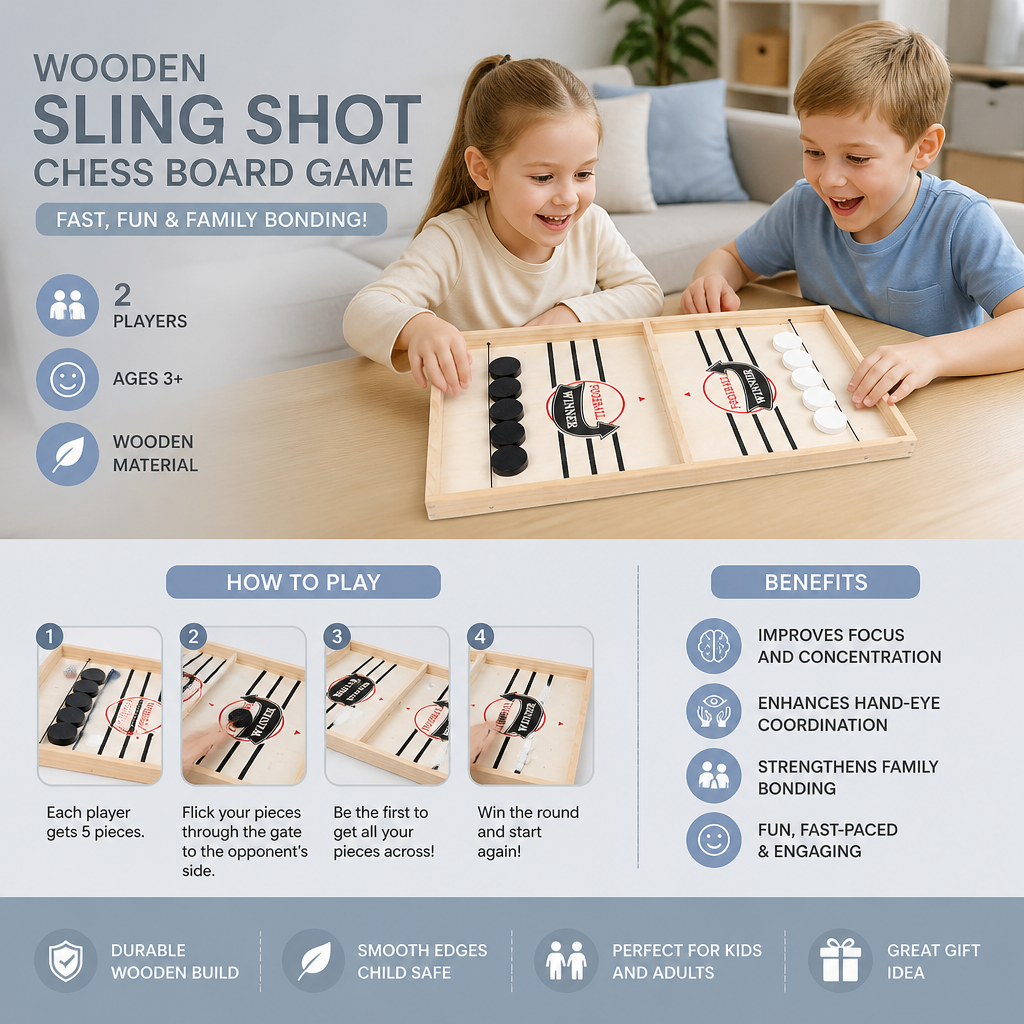 Wooden Sling Shot Chess board game