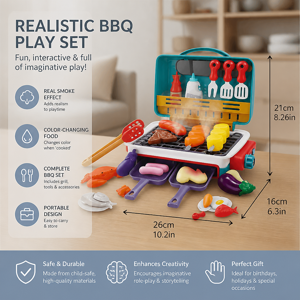 My first BBQ grill – children's kitchen with smoke effect and colour-changing food