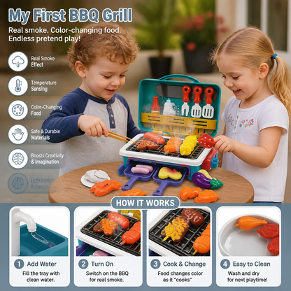 My first BBQ grill – children's kitchen with smoke effect and colour-changing food