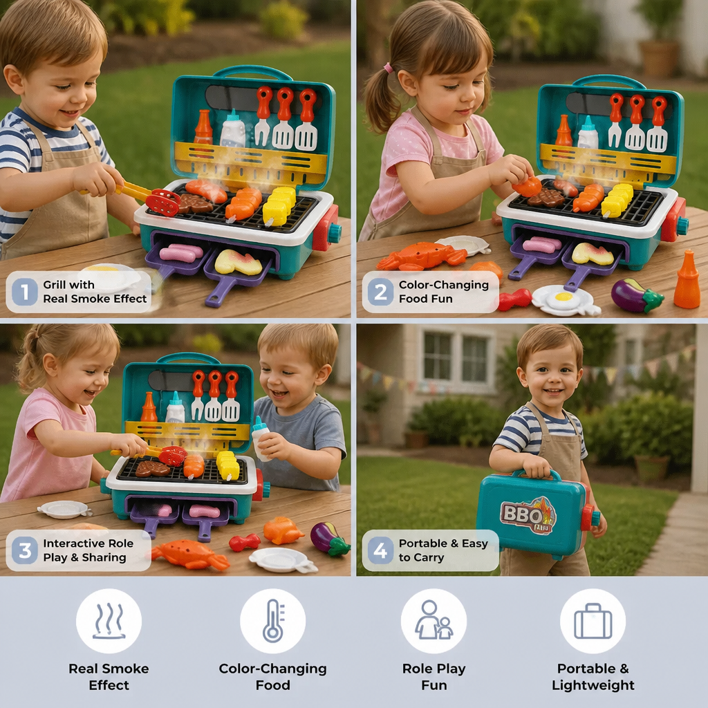 My first BBQ grill – children's kitchen with smoke effect and colour-changing food