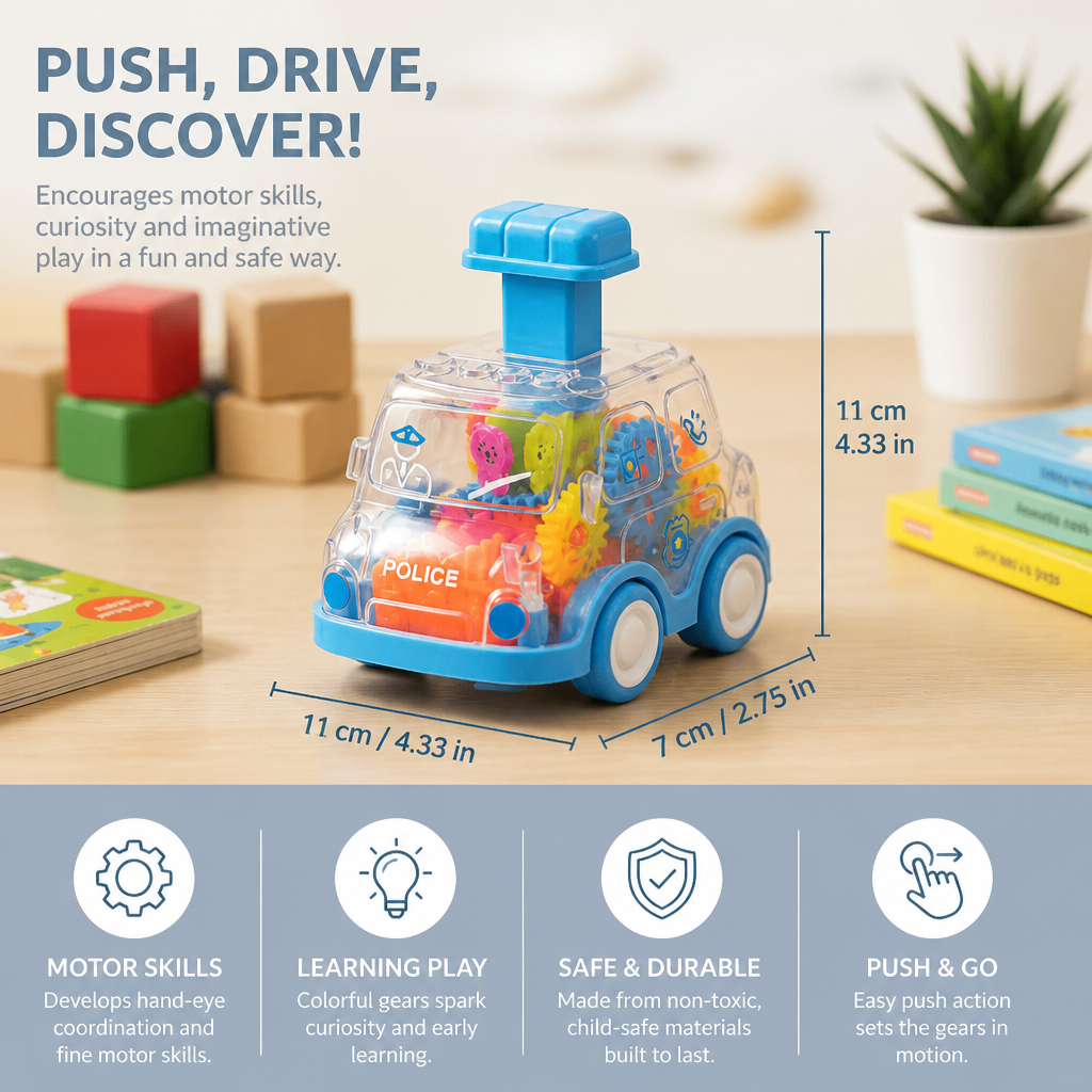 Push & Drive Colourful Gear Cars