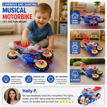 Luminous and dancing musical motorbike