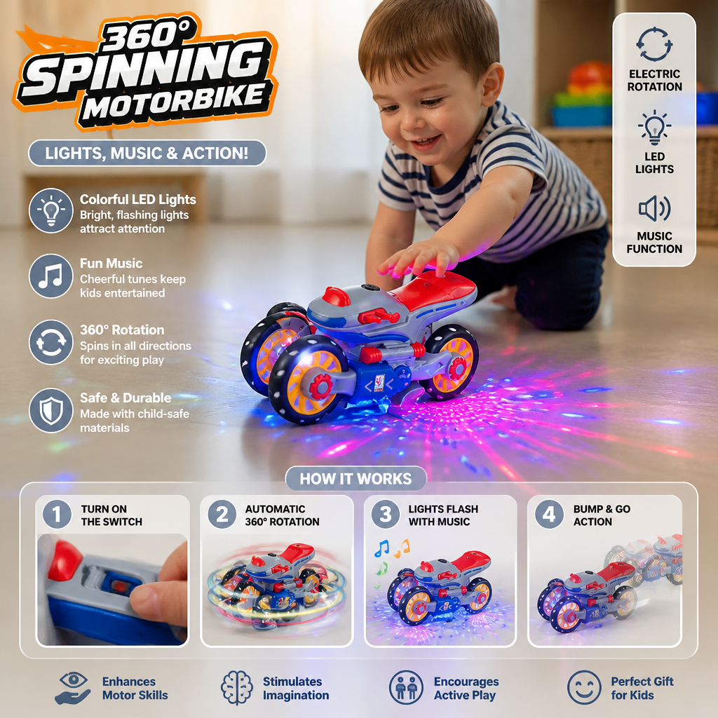Luminous and dancing musical motorbike