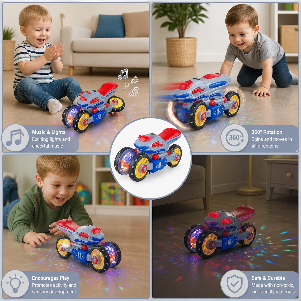 Luminous and dancing musical motorbike