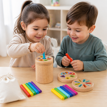Montessori Wooden Colour & Shape Sorting Toy – Fine Motor Skills Learning Puzzle