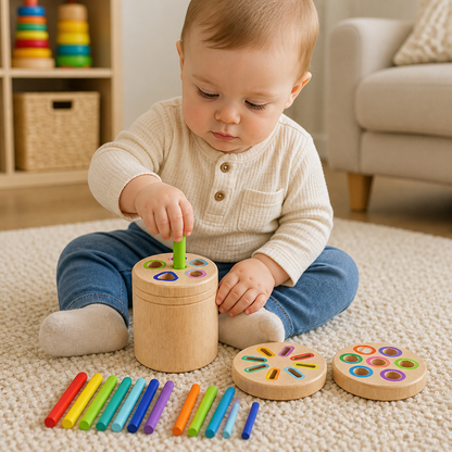 Montessori Wooden Colour & Shape Sorting Toy – Fine Motor Skills Learning Puzzle