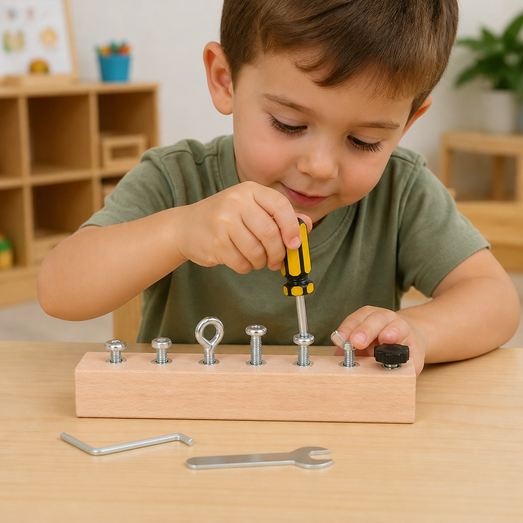 Montessori Wooden Screw & Nut Toy – Fine Motor Skills & Focus Training for Kids
