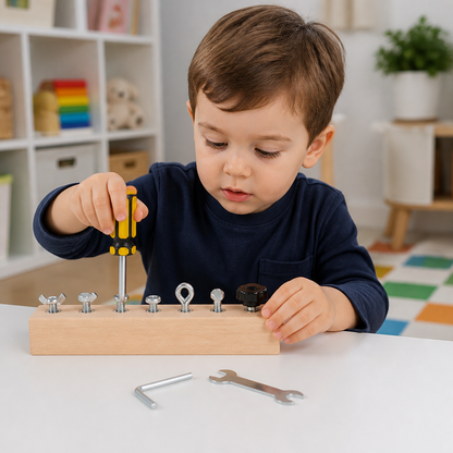 Montessori Wooden Screw & Nut Toy – Fine Motor Skills & Focus Training for Kids
