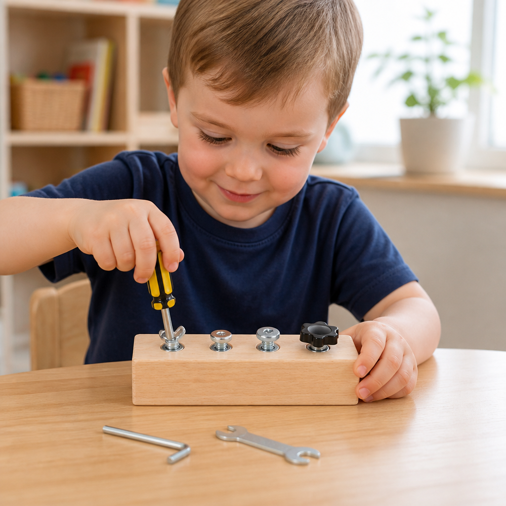 Montessori Wooden Screw & Nut Toy – Fine Motor Skills & Focus Training for Kids