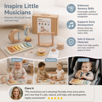 6-Piece Wooden Baby Musical Instrument Set – Sensory Sound & Music Toy