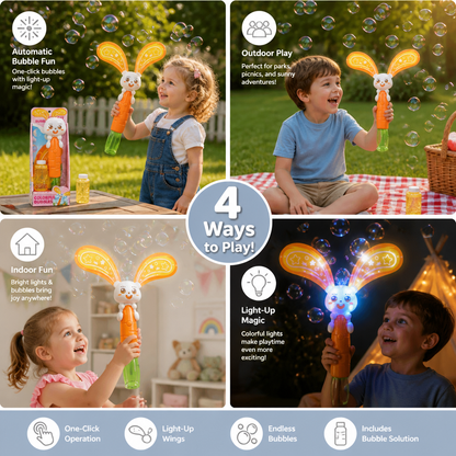Light-Up Winged Bunny Bubble Maker – Kids Electric Bubble Wand