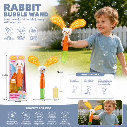 Light-Up Winged Bunny Bubble Maker – Kids Electric Bubble Wand