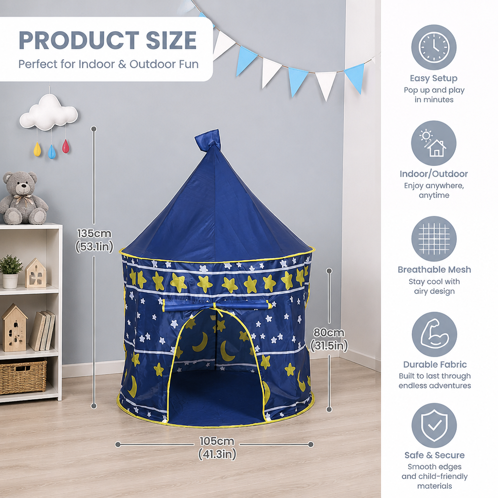Starry Sky Kids Play Tent – Magical Castle for Little Adventurers (Indoor & Outdoor)