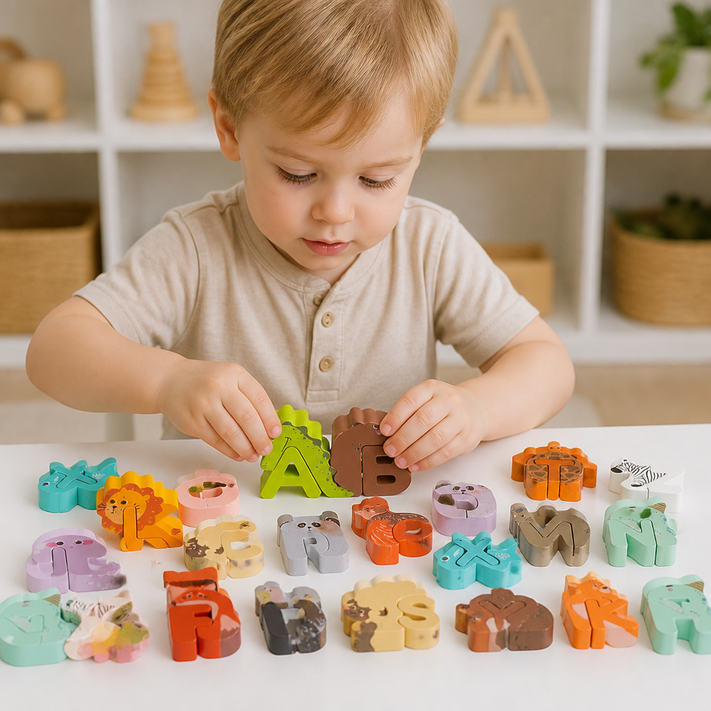 Wooden Animal Alphabet Puzzle - A to Z Learning Toy for Kids