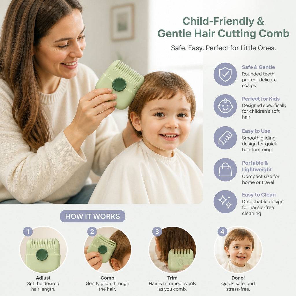 Child-friendly and gentle hair cutting comb