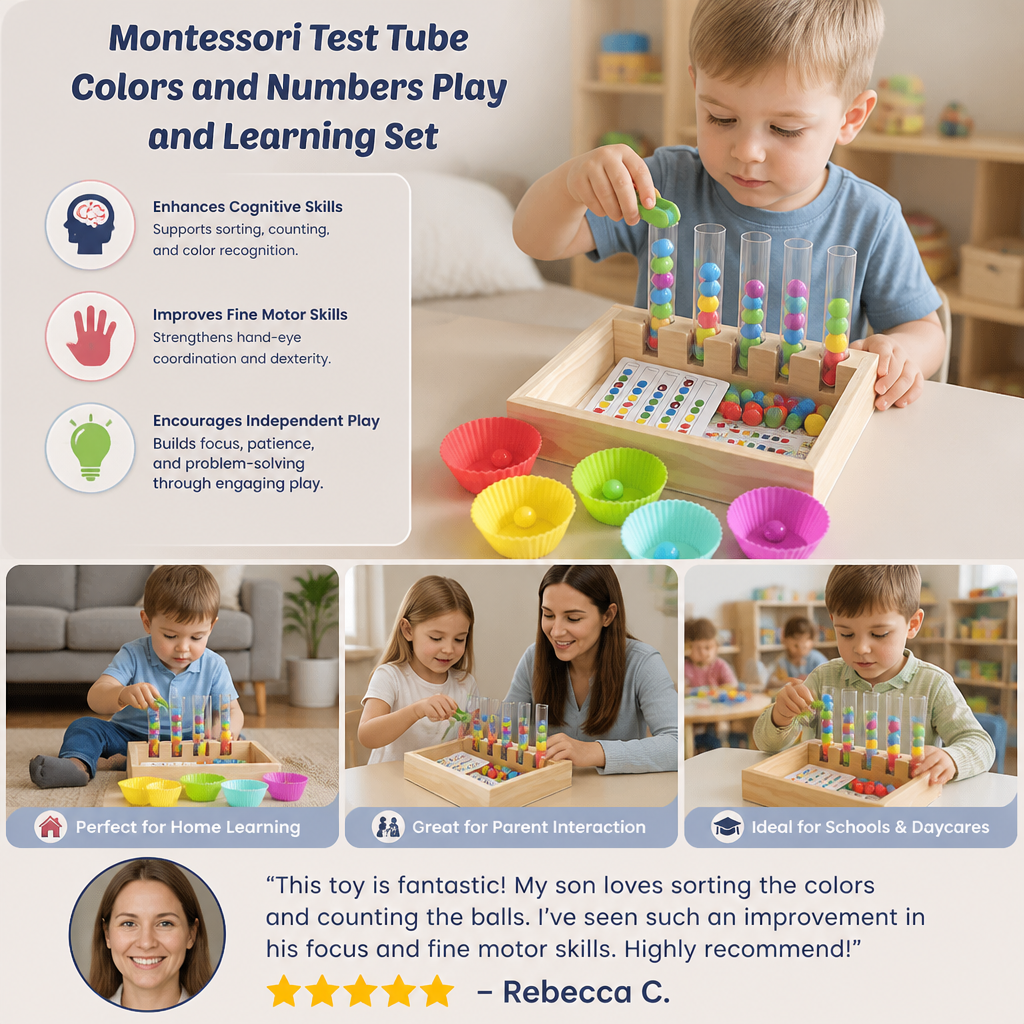Montessori Test Tube Colors and Numbers Play and Learning Set