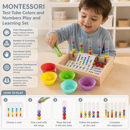 Montessori Test Tube Colors and Numbers Play and Learning Set