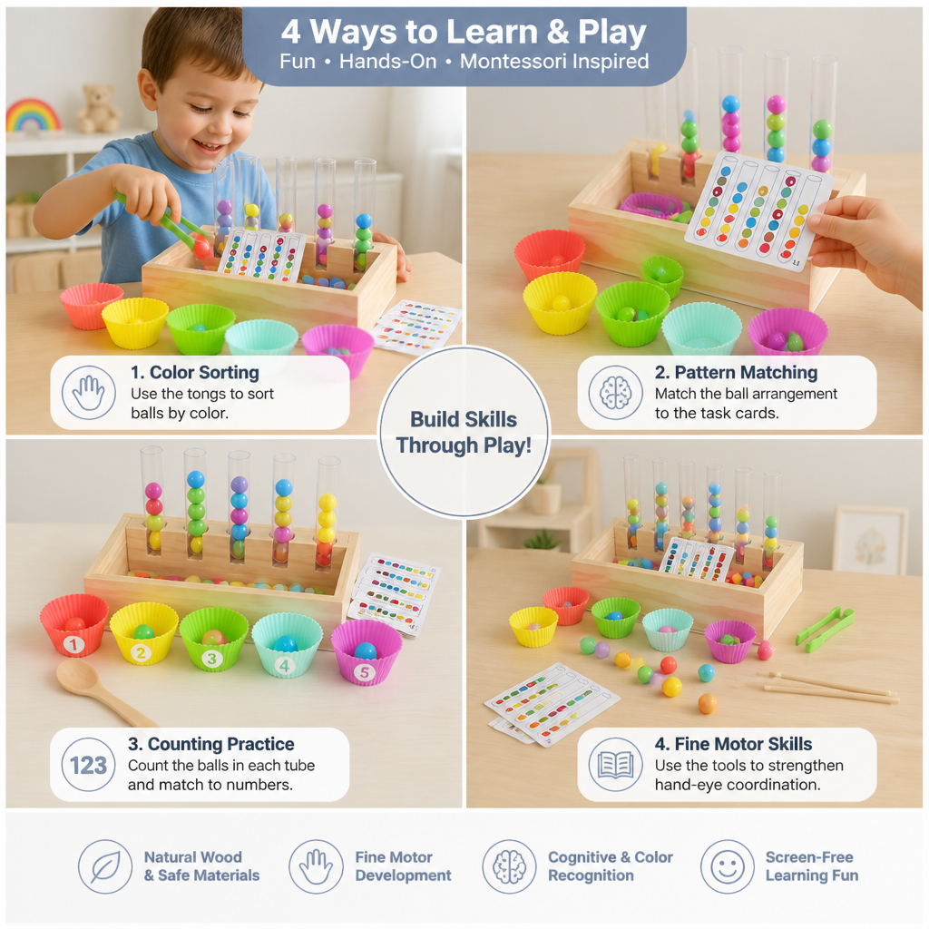 Montessori Test Tube Colors and Numbers Play and Learning Set