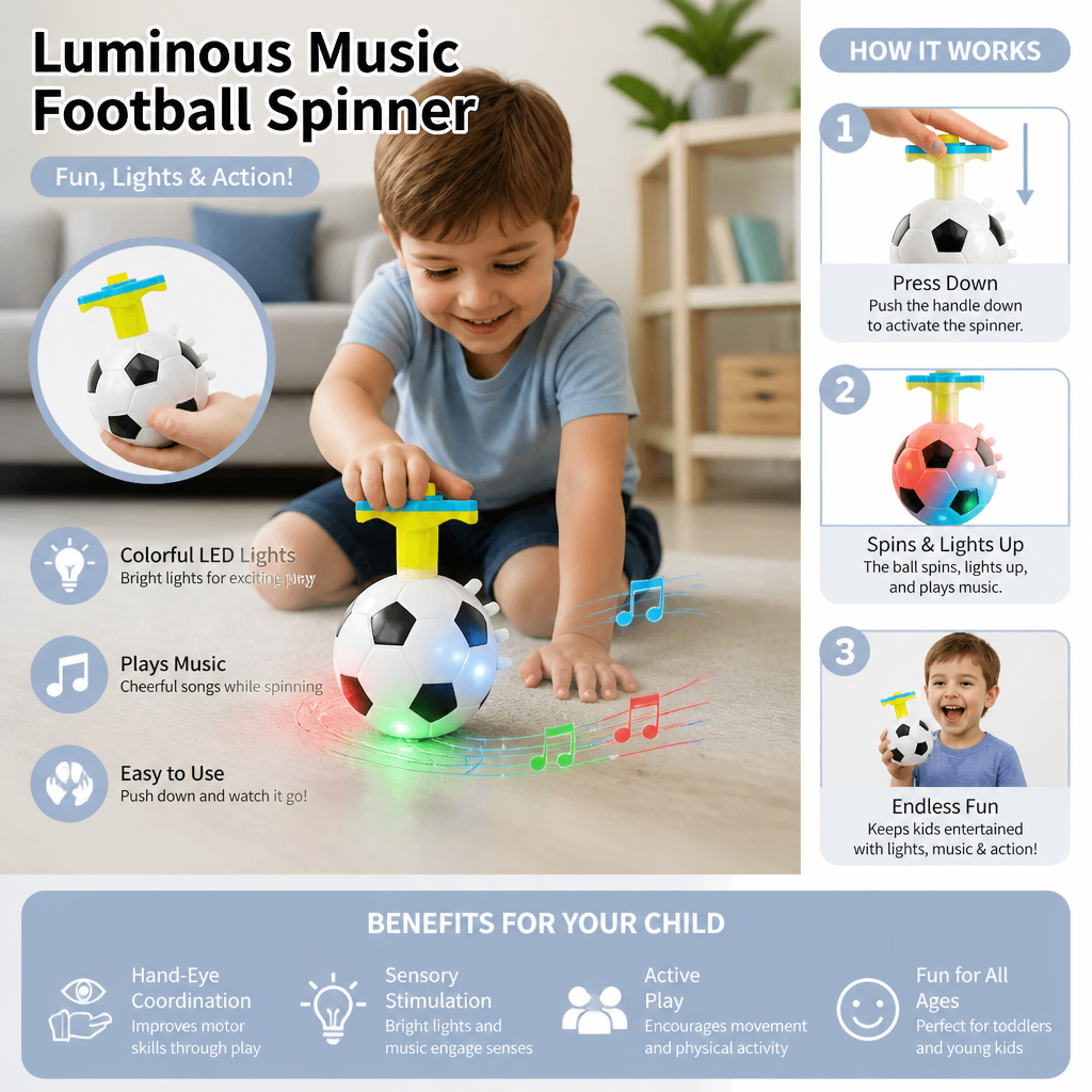 Luminous LED Football Spinning Top Toy