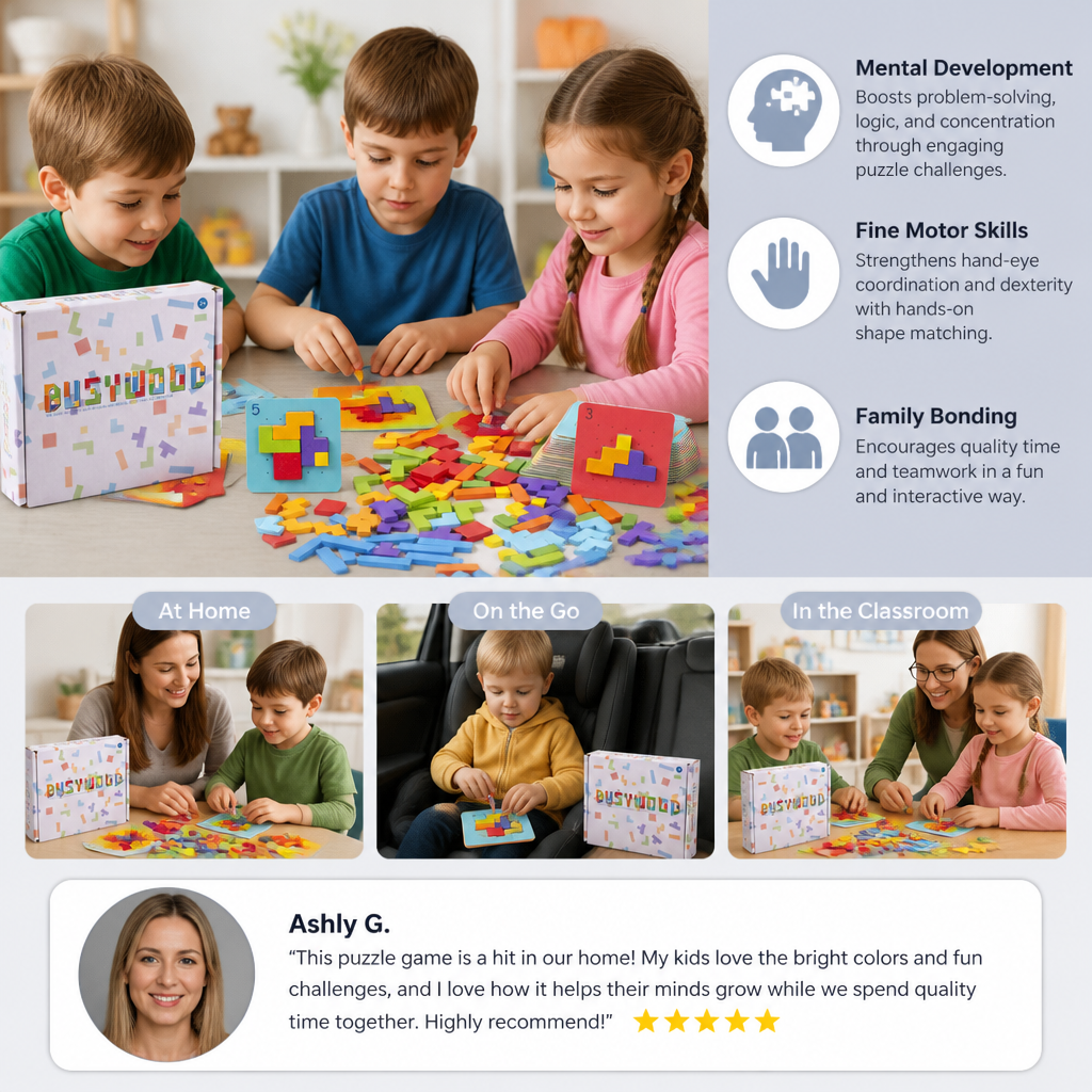 Wooden  Shape Matching Puzzle Family Game