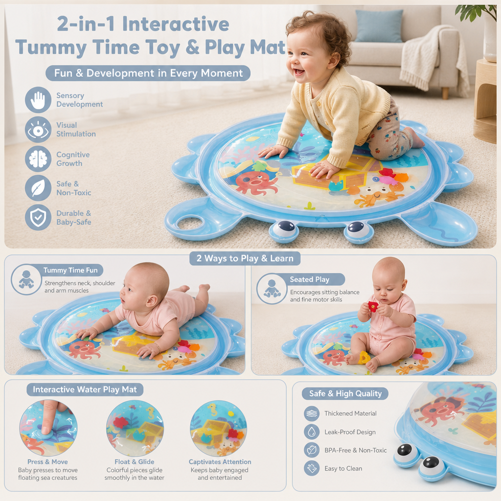 2in1 Interactive Tummy Time Toy & Play Mat