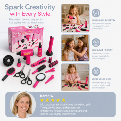 14-Piece Kids Hair Styling Salon Pretend Play Set
