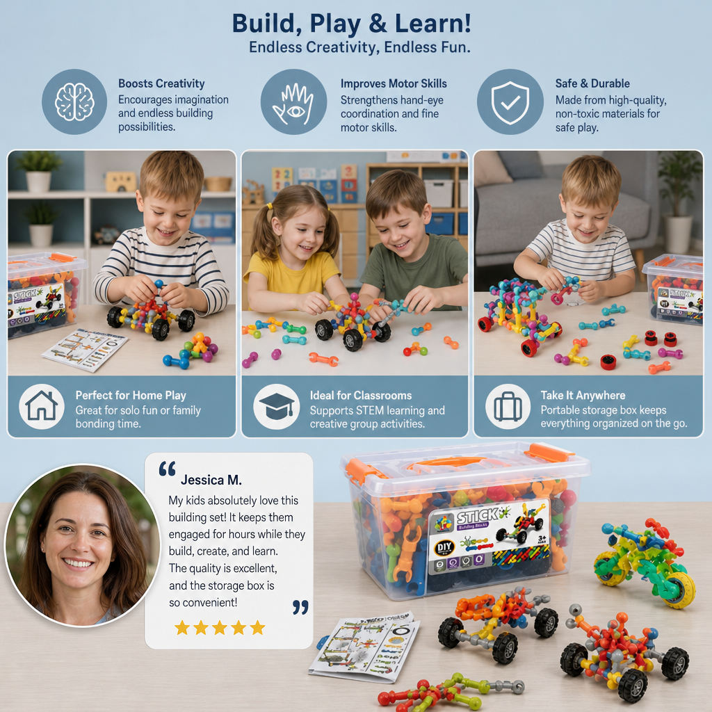 Educational DIY Building Set with Movable Joints